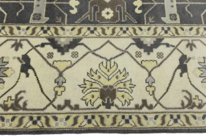 Dark Taupe Floral 10X14 Oushak Oriental Rug