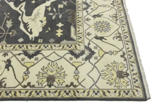 Dark Taupe Floral 10X14 Oushak Oriental Rug