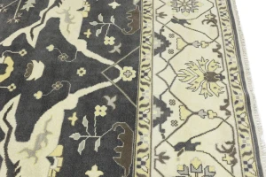 Dark Taupe Floral 10X14 Oushak Oriental Rug