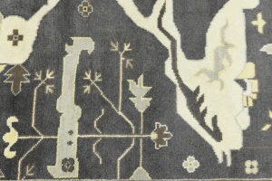 Dark Taupe Floral 10X14 Oushak Oriental Rug