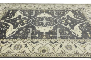 Dark Taupe Floral 10X14 Oushak Oriental Rug