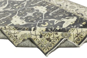 Dark Taupe Floral 10X14 Oushak Oriental Rug