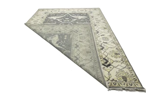 Dark Taupe Floral 10X14 Oushak Oriental Rug