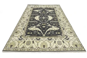 Dark Taupe Floral 10X14 Oushak Oriental Rug