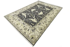 Dark Taupe Floral 10X14 Oushak Oriental Rug
