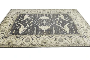 Dark Taupe Floral 10X14 Oushak Oriental Rug