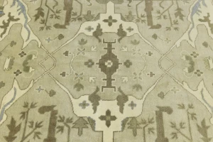 Beige Floral 12X15 Oushak Oriental Rug