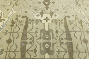 Beige Floral 12X15 Oushak Oriental Rug