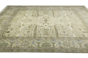 Beige Floral 12X15 Oushak Oriental Rug