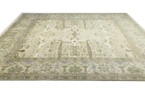 Beige Floral 12X15 Oushak Oriental Rug