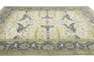 Cream Floral 12X15 Oushak Oriental Rug