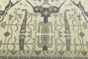 Cream Floral 12X15 Oushak Oriental Rug