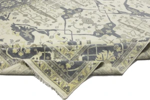 Cream Floral 12X15 Oushak Oriental Rug