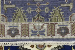 Navy Blue Geometric 3X8 Kazak Oriental Runner Rug