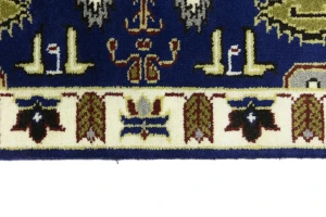 Navy Blue Geometric 3X8 Kazak Oriental Runner Rug