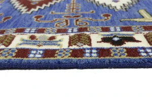 Blue Geometric 4X6 Kazak Oriental Rug