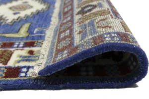 Blue Geometric 4X6 Kazak Oriental Rug
