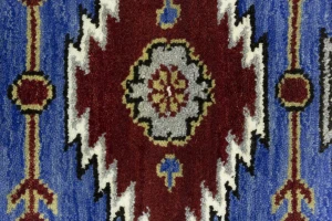 Blue Geometric 4X6 Kazak Oriental Rug