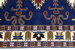 Navy Blue Geometric 5X8 Kazak Oriental Rug