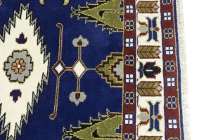Navy Blue Geometric 5X8 Kazak Oriental Rug