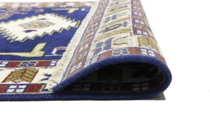 Navy Blue Geometric 5X8 Kazak Oriental Rug