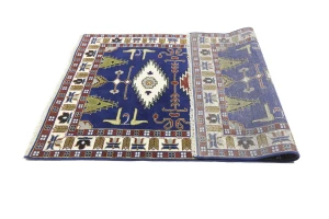 Navy Blue Geometric 5X8 Kazak Oriental Rug