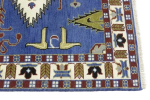 Blue Geometric 5X8 Kazak Oriental Rug
