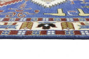 Blue Geometric 5X8 Kazak Oriental Rug