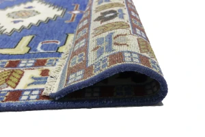 Blue Geometric 5X8 Kazak Oriental Rug