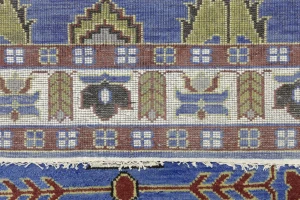 Blue Geometric 5X8 Kazak Oriental Rug