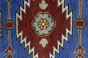 Blue Geometric 5X8 Kazak Oriental Rug