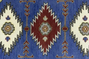 Blue Geometric 5X8 Kazak Oriental Rug