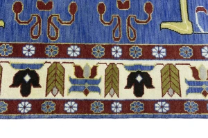Blue Geometric 8X10 Kazak Oriental Rug