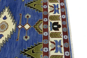 Blue Geometric 8X10 Kazak Oriental Rug
