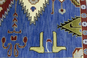 Blue Geometric 8X10 Kazak Oriental Rug