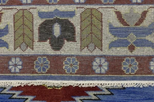 Blue Geometric 8X10 Kazak Oriental Rug