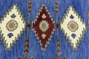 Blue Geometric 8X10 Kazak Oriental Rug