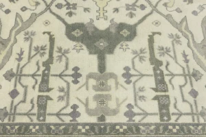 Cream Floral 9X9 Oushak Oriental Square Rug
