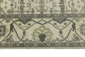 Cream Floral 9X9 Oushak Oriental Square Rug