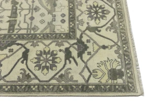 Cream Floral 9X9 Oushak Oriental Square Rug