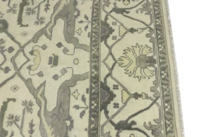 Cream Floral 9X9 Oushak Oriental Square Rug
