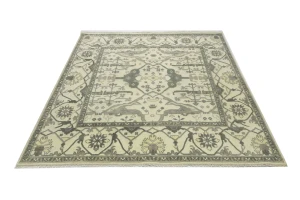 Cream Floral 9X9 Oushak Oriental Square Rug