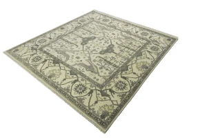 Cream Floral 9X9 Oushak Oriental Square Rug