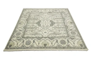 Cream Floral 9X9 Oushak Oriental Square Rug
