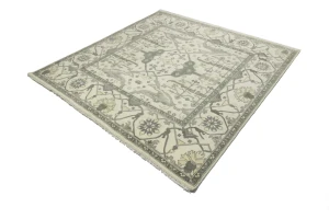 Cream Floral 9X9 Oushak Oriental Square Rug