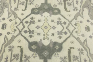 Cream Floral 9X9 Oushak Oriental Square Rug