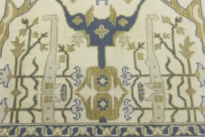 Cream Floral 9X12 Oushak Oriental Rug