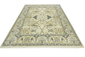 Cream Floral 9X12 Oushak Oriental Rug