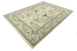 Cream Floral 9X12 Oushak Oriental Rug
