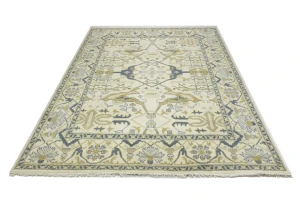 Cream Floral 9X12 Oushak Oriental Rug